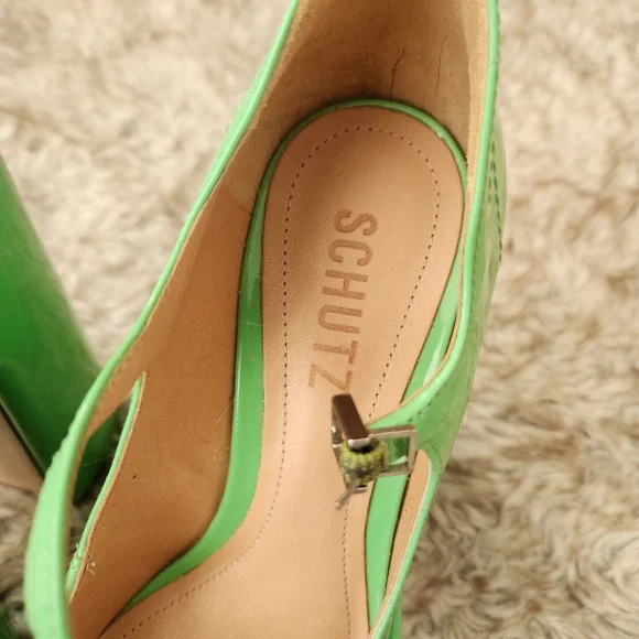 SCHUTZ Zayne Platform Mary Jane‎ Heels Gianni Green Women's Size 7 - Picture 5 of 10